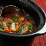 Photo of Irish Stew or Guinness Stew made in a crockpot or slow cooker.