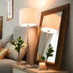 Elegant room interior with mirror on nightstand
