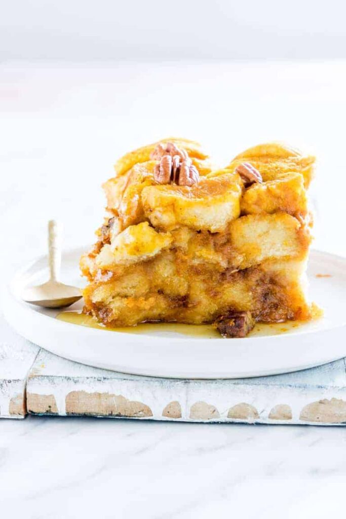 pumpkin bread pudding cooked in a slow cooker